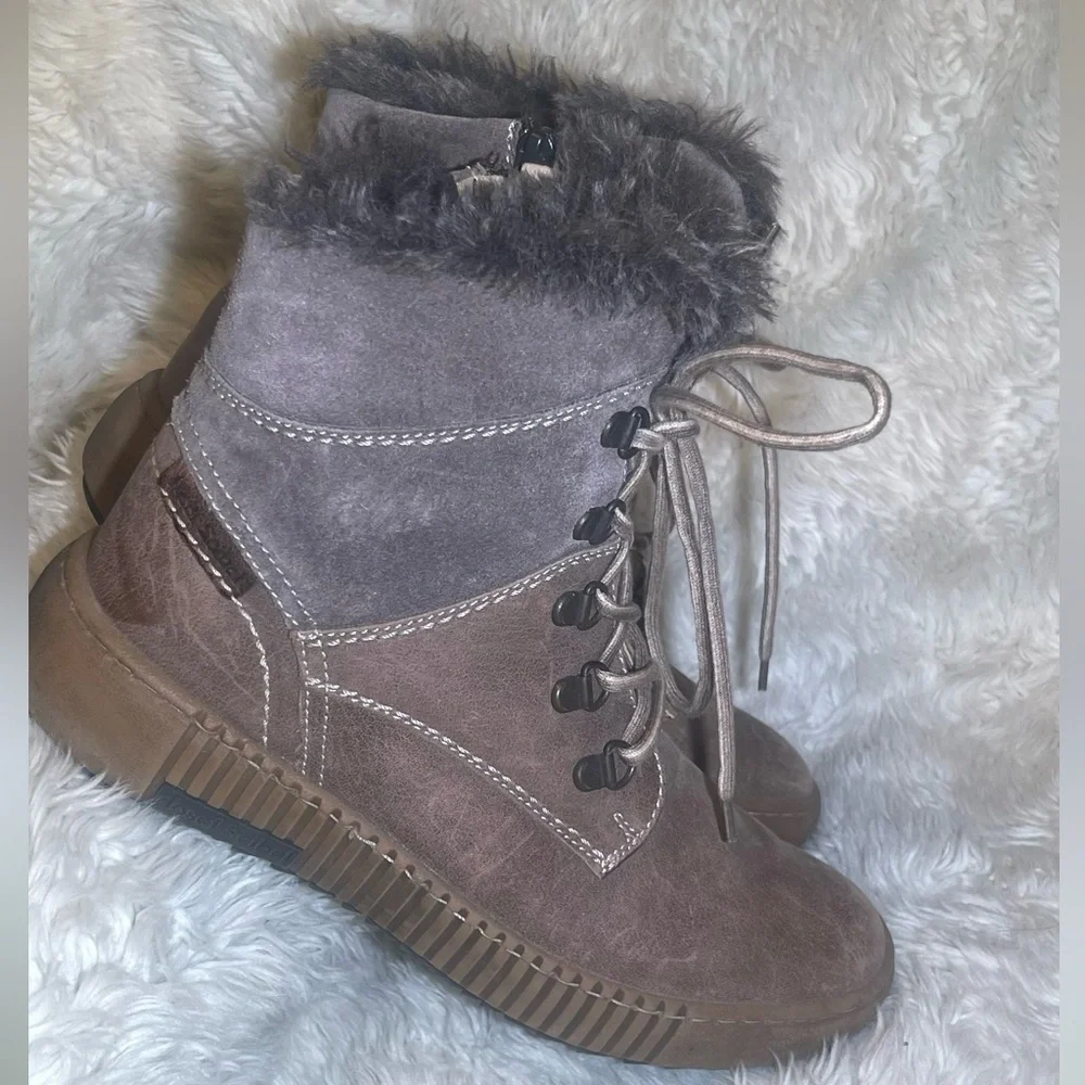 Josef Seibel Marren Women's Faux Fur Lace-Up Winter Boots size 6.5
